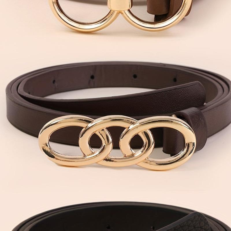 3pcs Ring Knot Buckle Belt Solid Jeans Pants Belt Classic Dress Girdle