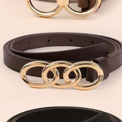 3pcs Ring Knot Buckle Belt Solid Jeans Pants Belt Classic Dress Girdle