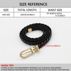 Thin Rope Belt Women's Hand-knit PU Leather Belt