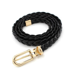 Thin Rope Belt Women's Hand-knit PU Leather Belt