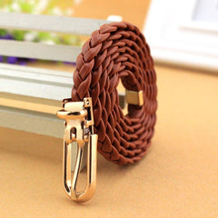 Thin Rope Belt Women's Hand-knit PU Leather Belt