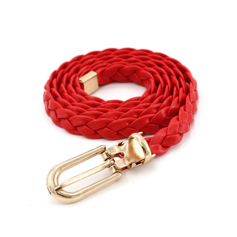 Thin Rope Belt Women's Hand-knit PU Leather Belt