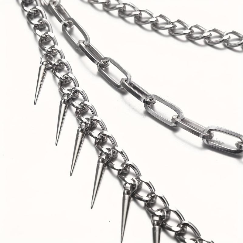 Pocket Chain Pants Trousers Chain Layered Waist Spike Tassel Chain