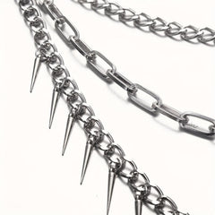 Pocket Chain Pants Trousers Chain Layered Waist Spike Tassel Chain