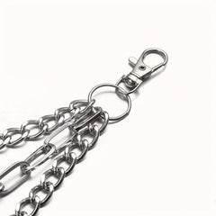Pocket Chain Pants Trousers Chain Layered Waist Spike Tassel Chain