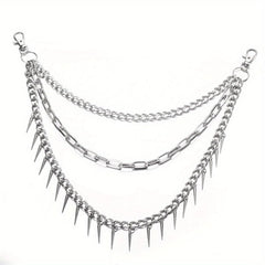 Pocket Chain Pants Trousers Chain Layered Waist Spike Tassel Chain