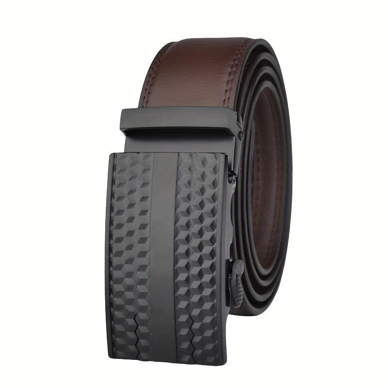Men's Calfskin Leather Belt Automatic Buckle Waist Strap