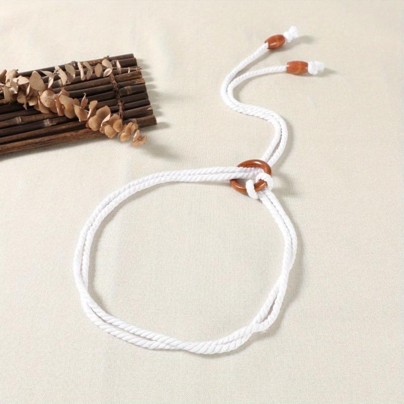 Braided Rope Belt with Tassel Sash - Vintage Style Waistband
