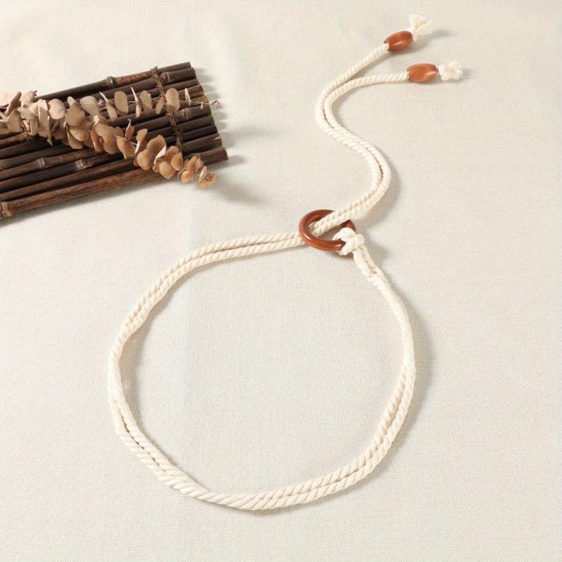 Braided Rope Belt with Tassel Sash - Vintage Style Waistband