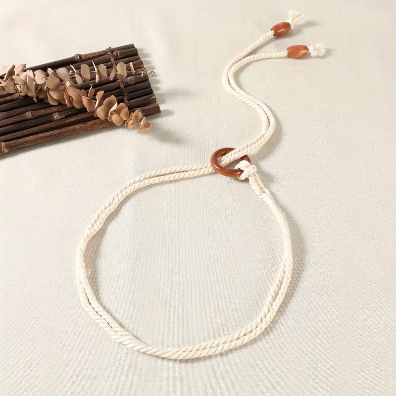 Braided Rope Belt with Tassel Sash - Vintage Style Waistband