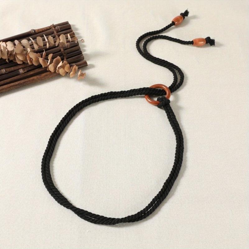 Braided Rope Belt with Tassel Sash - Vintage Style Waistband