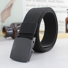 Women Woven Nylon Canvas Belt Plastic Buckle Military Belt