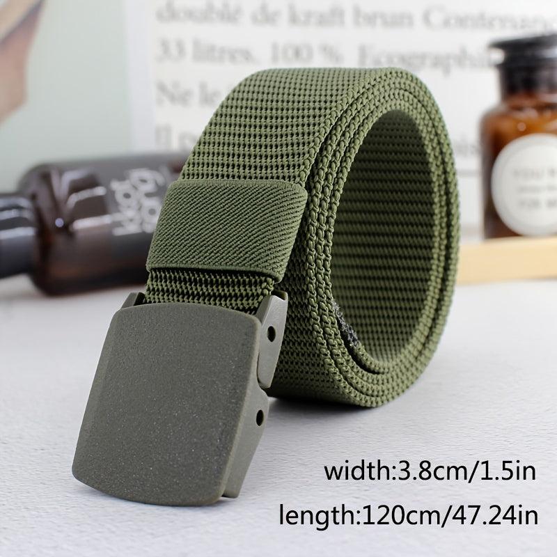 Women Woven Nylon Canvas Belt Plastic Buckle Military Belt