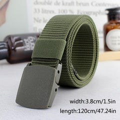 Women Woven Nylon Canvas Belt Plastic Buckle Military Belt