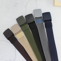 Women Woven Nylon Canvas Belt Plastic Buckle Military Belt
