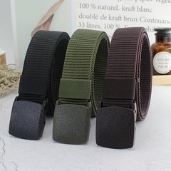 Women Woven Nylon Canvas Belt Plastic Buckle Military Belt