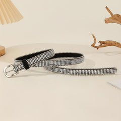 Sequin Rhinestone Belt PU Leather Waistband Y2K Hip Hop Jeans Pants Belt
