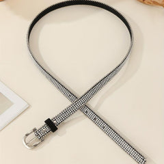 Sequin Rhinestone Belt PU Leather Waistband Y2K Hip Hop Jeans Pants Belt