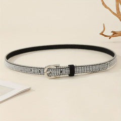 Sequin Rhinestone Belt PU Leather Waistband Y2K Hip Hop Jeans Pants Belt