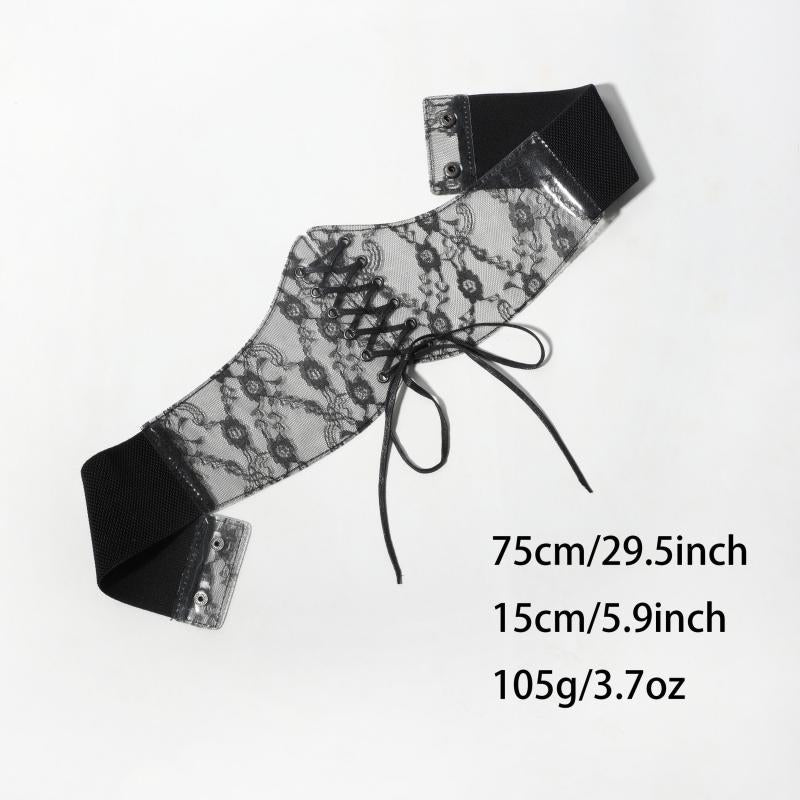 Lace Up Corset Belt Lace Floral Wide Waistband