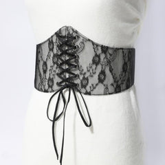 Lace Up Corset Belt Lace Floral Wide Waistband