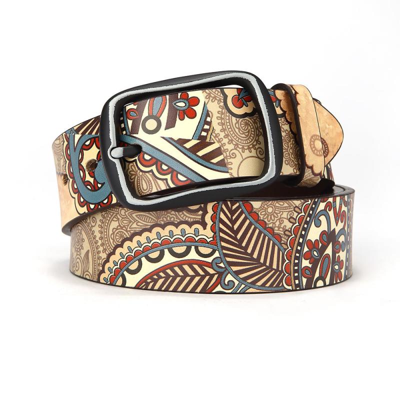 Men's Vintage Calfskin Leather Western Belt for Jeans