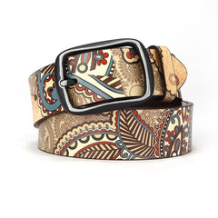 Men's Vintage Calfskin Leather Western Belt for Jeans
