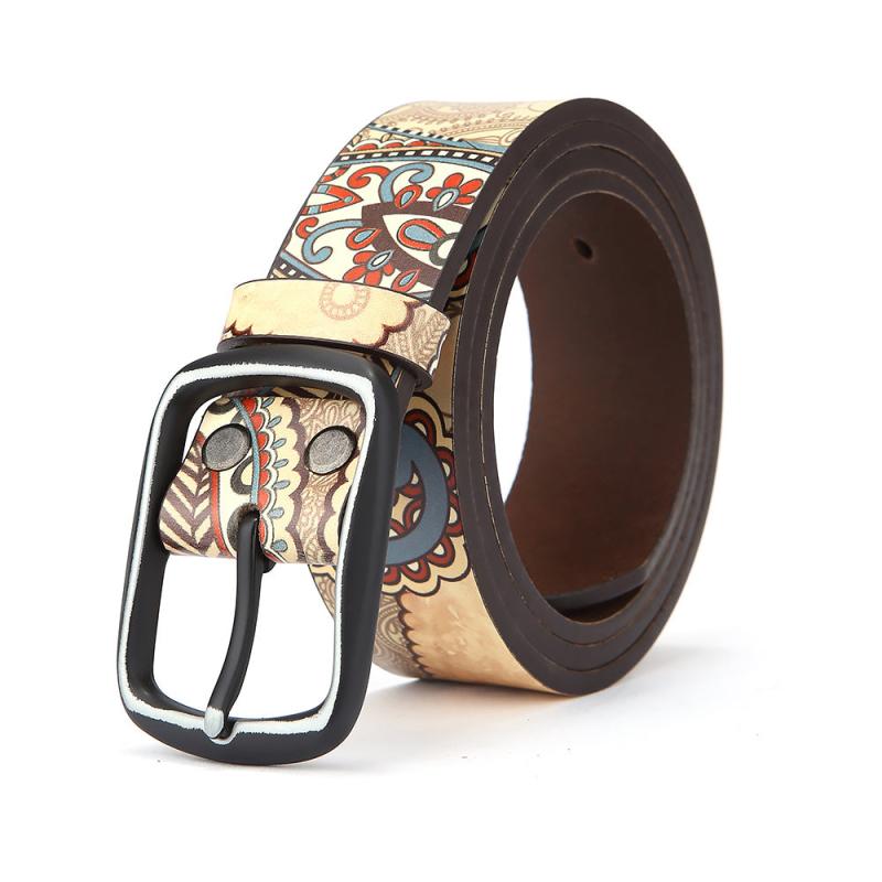 Men's Vintage Calfskin Leather Western Belt for Jeans