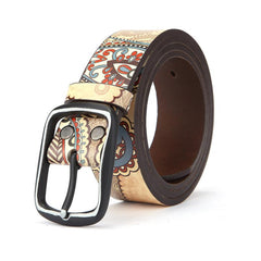 Men's Vintage Calfskin Leather Western Belt for Jeans