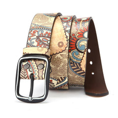 Men's Vintage Calfskin Leather Western Belt for Jeans