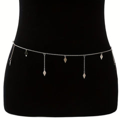 Rhombus Pendant Waist Chain Metal Belly Chain For Women