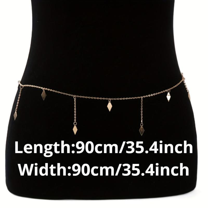 Rhombus Pendant Waist Chain Metal Belly Chain For Women
