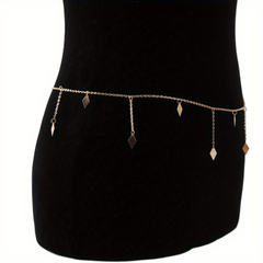 Rhombus Pendant Waist Chain Metal Belly Chain For Women