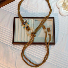 Boho Beaded Round Buckle Rope Belt Vintage Dress Girdle