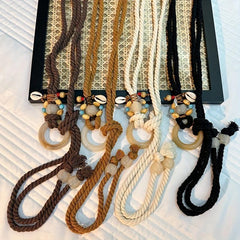 Boho Beaded Round Buckle Rope Belt Vintage Dress Girdle