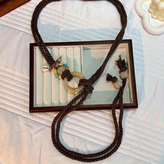 Boho Beaded Round Buckle Rope Belt Vintage Dress Girdle