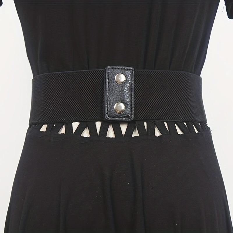 Three Ring Chain Fringe Belt Wide Punk Waistband Elastic Corset Belt For Women