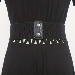 Three Ring Chain Fringe Belt Wide Punk Waistband Elastic Corset Belt For Women