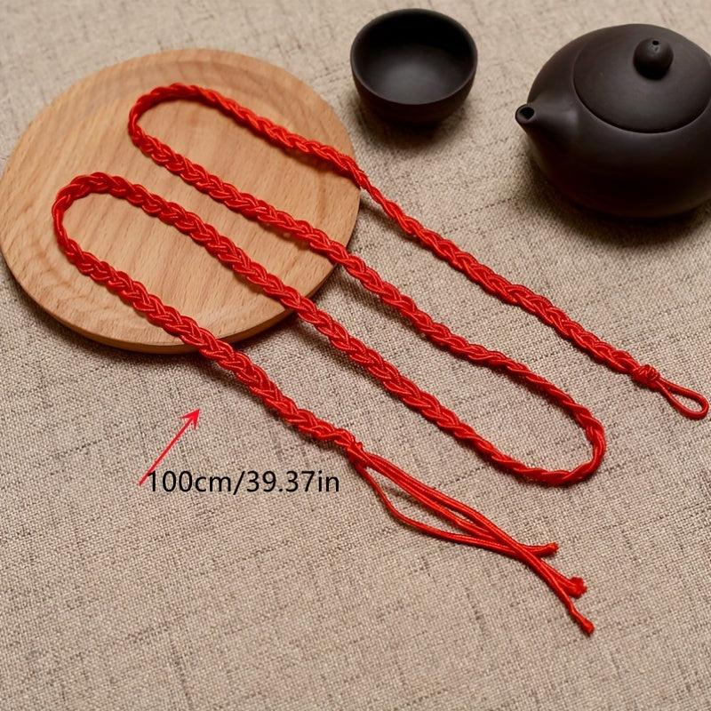 2pcs Braided Red Rope Waist Chain Handwoven Lucky Tassel Chain