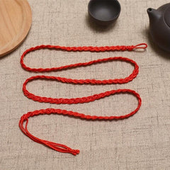 2pcs Braided Red Rope Waist Chain Handwoven Lucky Tassel Chain