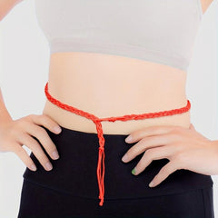 2pcs Braided Red Rope Waist Chain Handwoven Lucky Tassel Chain