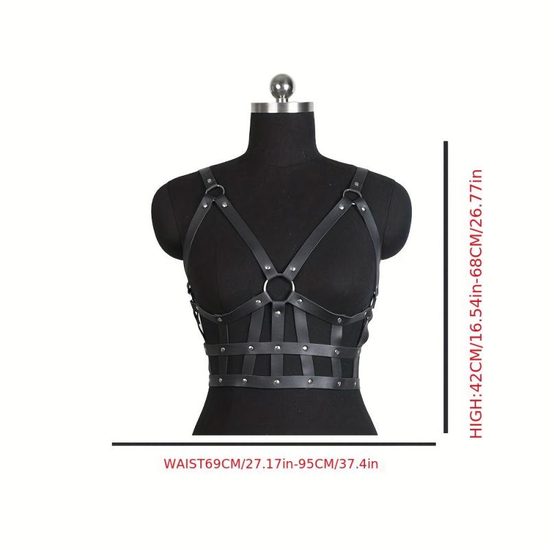 Punk Rivet Caged Bra Harness PU Leather Body Harness