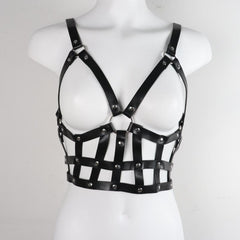 Punk Rivet Caged Bra Harness PU Leather Body Harness