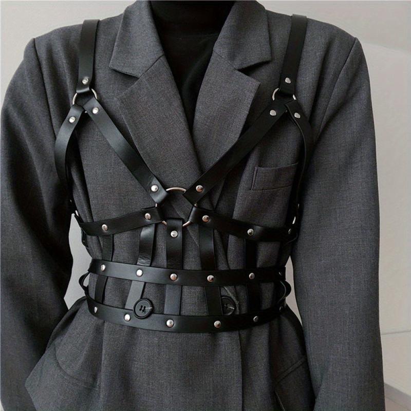 Punk Rivet Caged Bra Harness PU Leather Body Harness