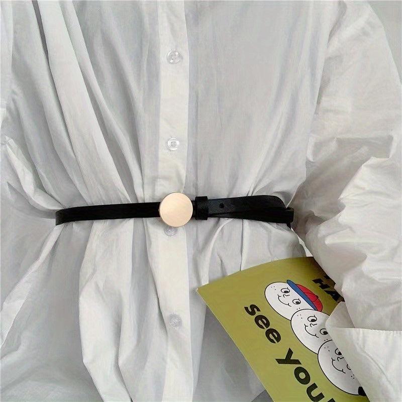 Geometric Buckle Thin Belt PU Belt Casual Jeans Pants Belt For Women