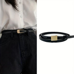 Geometric Buckle Thin Belt PU Belt Casual Jeans Pants Belt For Women