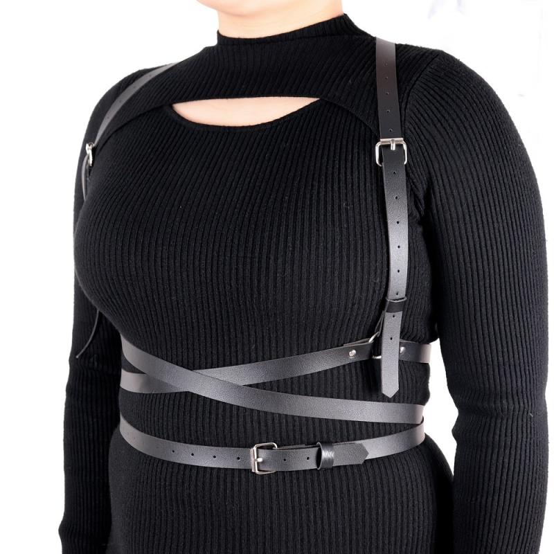 Women Pu Leather Harness Belt Clothes Corset Belt Adjustable