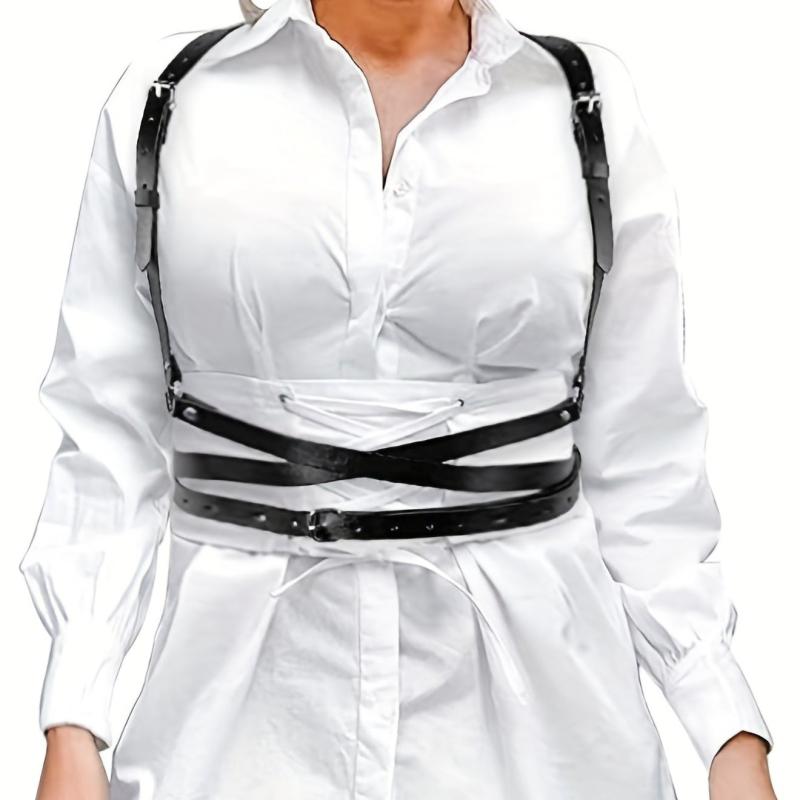 Women Pu Leather Harness Belt Clothes Corset Belt Adjustable
