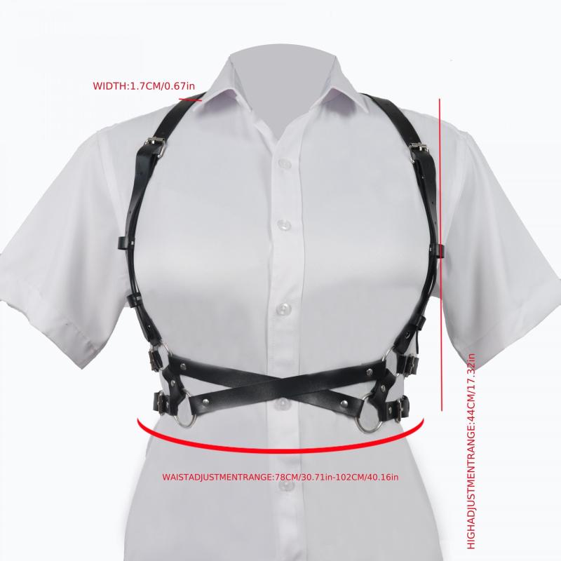 Double Layer Crossed PU Leather Body Harness Belt