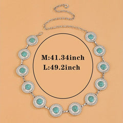 Turquoise Embossed Waist Chain Vintage Metal Chain Belt
